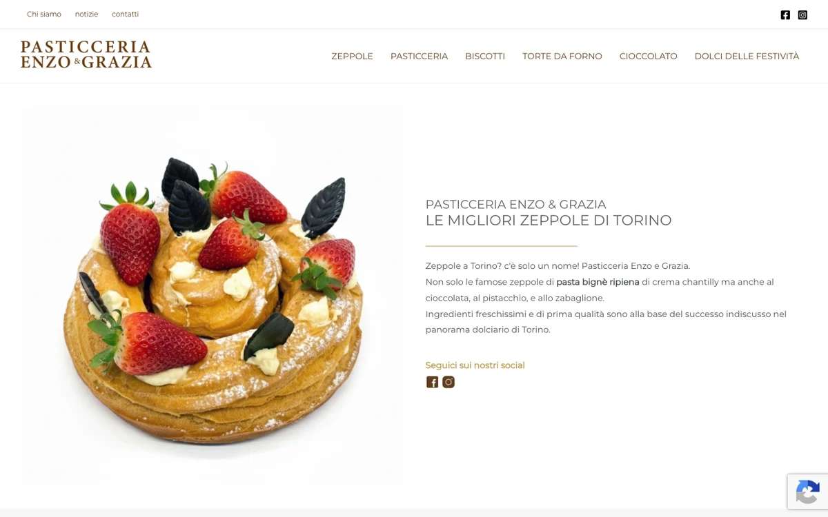 Home page del sito della Pasticceria Enzo e Grazia di Torino